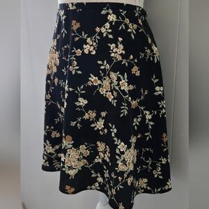 Moda Black Floral A-Line Skirt
